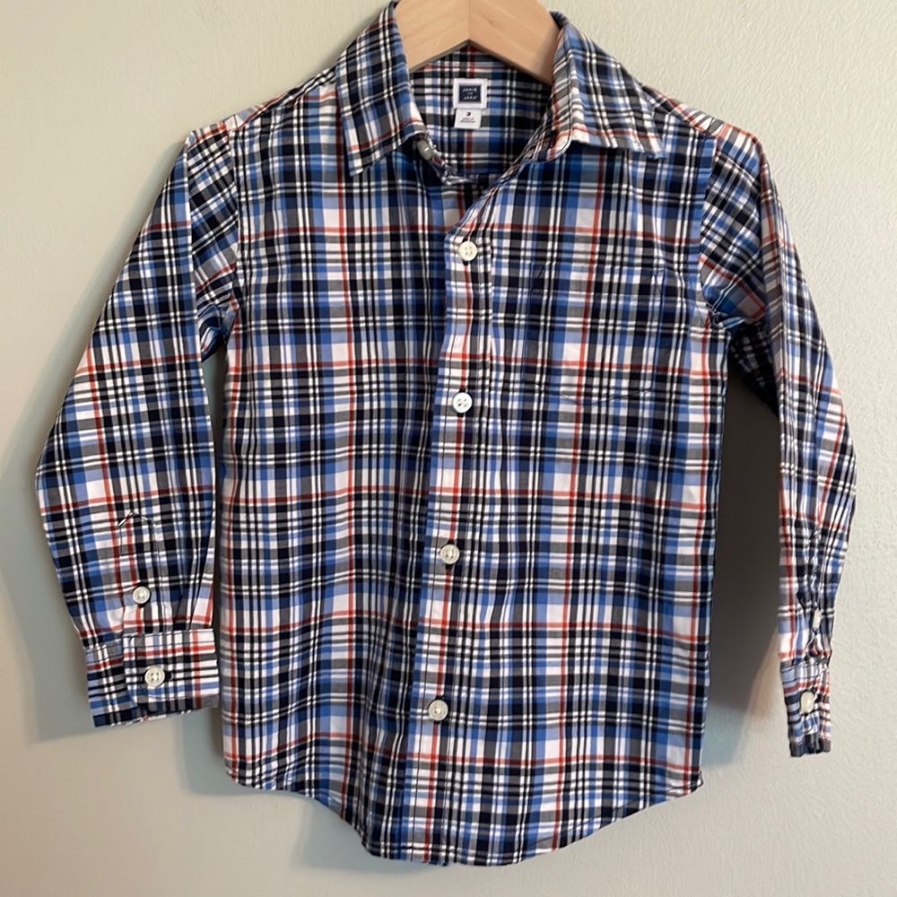 Janie and Jack Boys Red White And Blue Dress Shirt Size 3